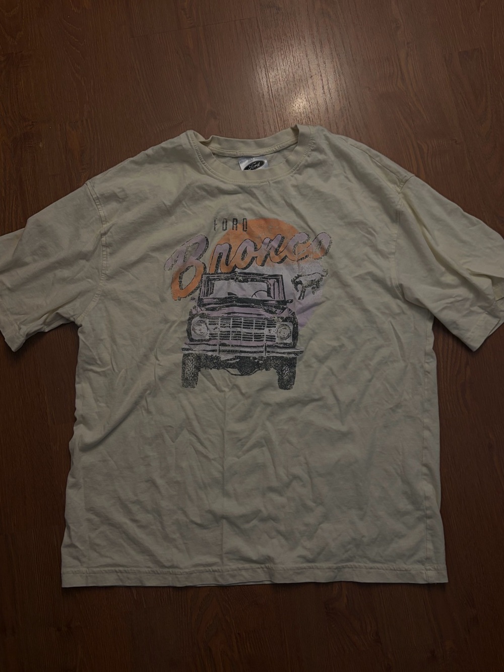 Ardene Cream Graphic Tee with Orange & Purple Accents